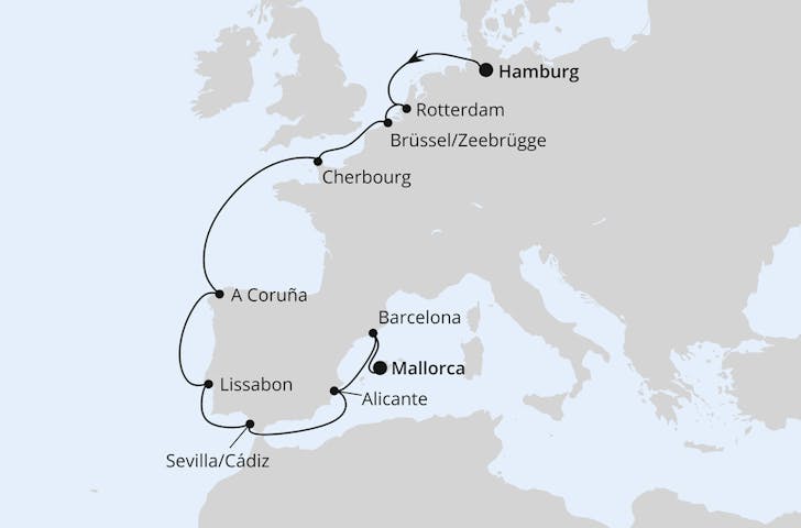 Impressionn zu AIDA Transreisen 2024 - AIDAprima - Von Hamburg ins Mittelmeer
