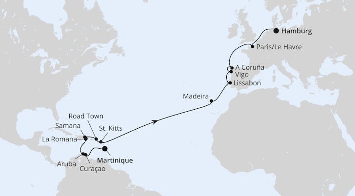 Impressionn zu AIDA Transreisen 2025 - AIDAluna - Von der Karibik nach Hamburg