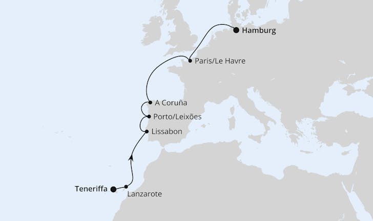 Impressionn zu AIDA Transreisen 2025 - AIDAperla - Von Teneriffa nach Hamburg