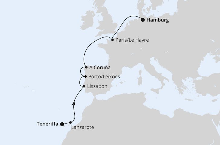Impressionn zu AIDA Transreisen 2025 - AIDAperla - Von Teneriffa nach Hamburg