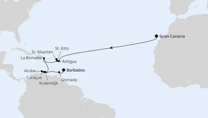 Impressionn zu AIDA Transreisen 2024 - AIDAperla - Von Gran Canaria in die Karibik