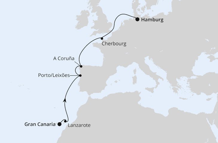 Impressionn zu AIDA Transreisen 2025 - AIDAbella - Von Gran Canaria nach Hamburg