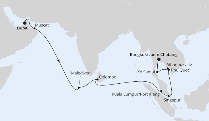 Impressionn zu AIDA Transreisen 2024 - AIDAstella - Von Dubai nach Bangkok