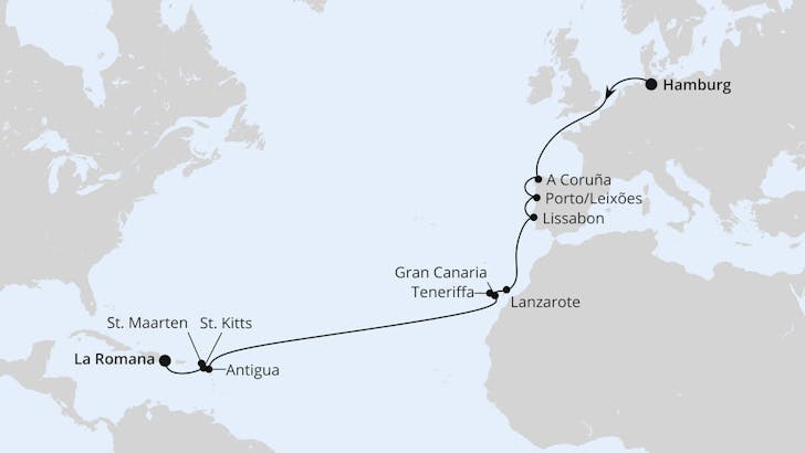 Impressionn zu AIDA Transreisen 2024 - AIDAperla - Von Hamburg in die Karibik