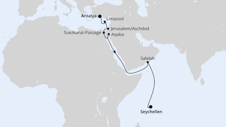 Impressionn zu AIDA Transreise 2025 - AIDAstella - Von Antalya in den Indischen Ozean