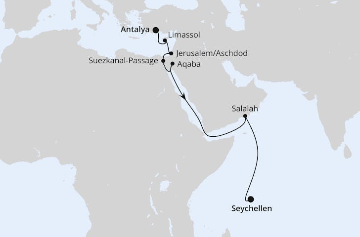 Impressionn zu AIDA Transreise 2025 - AIDAstella - Von Antalya in den Indischen Ozean