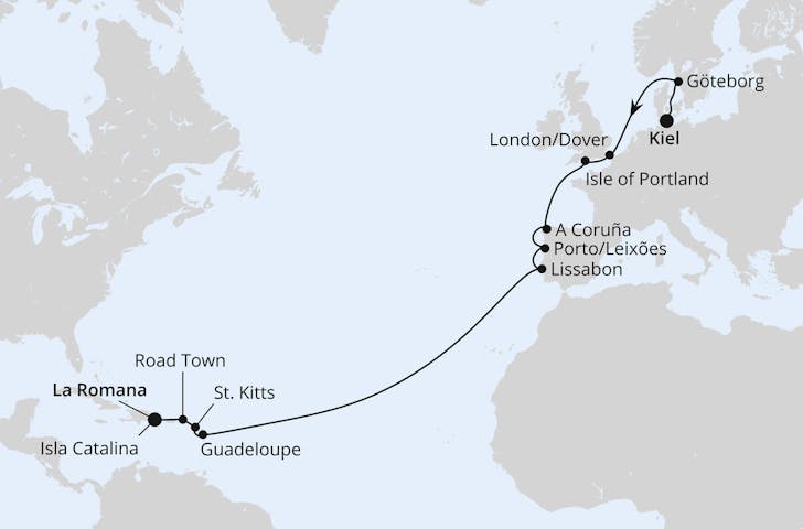 Impressionn zu AIDA Transreisen 2024 - AIDAbella - Von Kiel in die Karibik