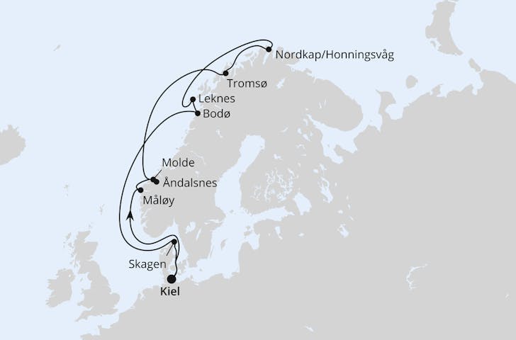 Impressionn zu AIDA Traumstart um 12 Montag: AIDAbella - Norwegen mit Lofoten & Nordkap