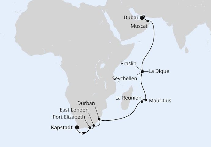 Impressionn zu AIDA Fernweh-Routen 2024 - AIDAstella - Südafrika, Mauritius & Seychellen
