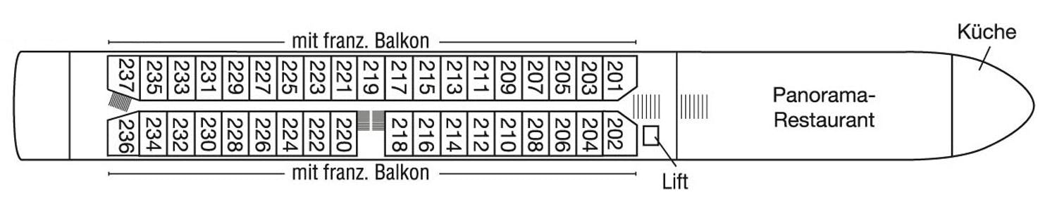 MS Anesha - Phoenix Flusskreuzfahrten - Deck 2 (Saturndeck)