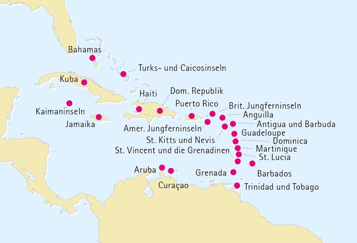 Übersichtskarte der Karibik