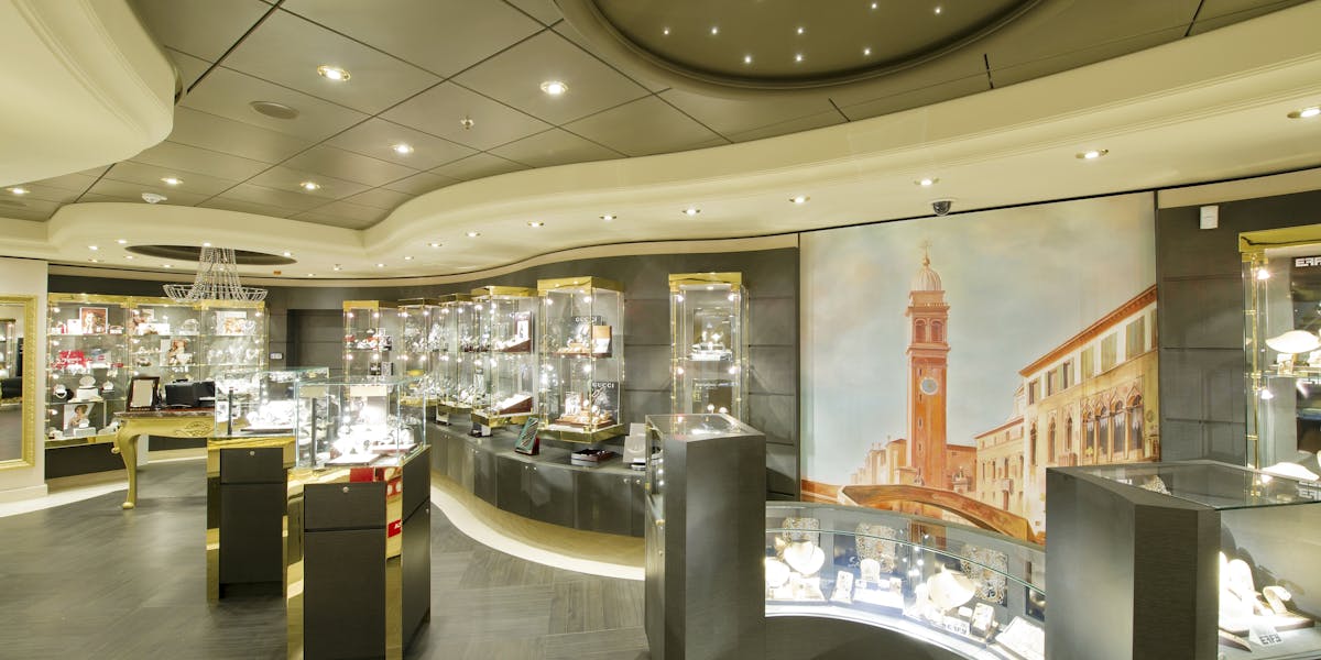MSC Divina; Fantasia Class; Ship; Public areas; Il Gioiello; Shop; Shop window; Jewellery;