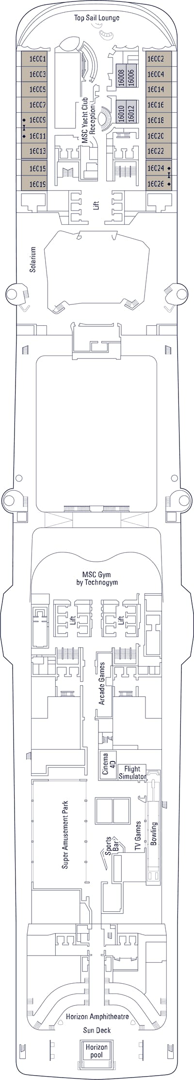 MSC Meraviglia - MSC Cruises - Deck 16 (Deck 16)