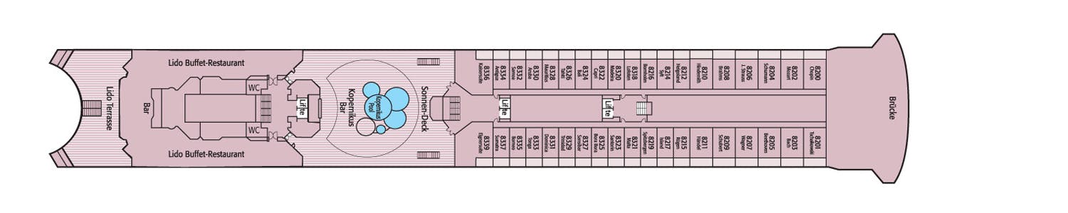 MS Artania - Phoenix Seereisen - Deck 8 (Lido-Deck)