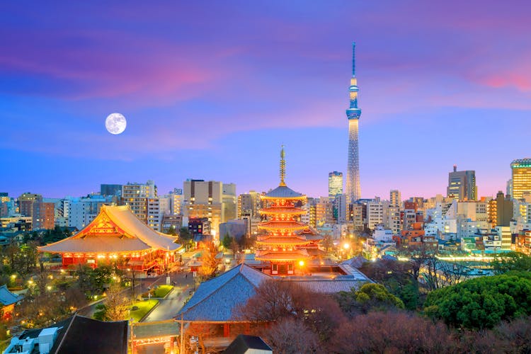 Skyline von Tokio und dem Asakusa Pagode