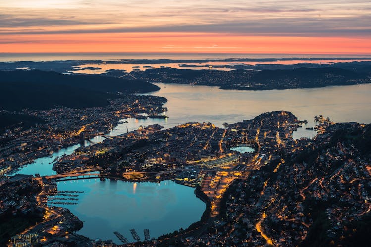 Luftblick auf Bergen Norwegen 