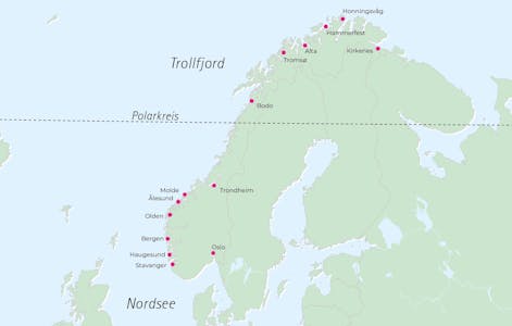 Routenkarte Norwegen