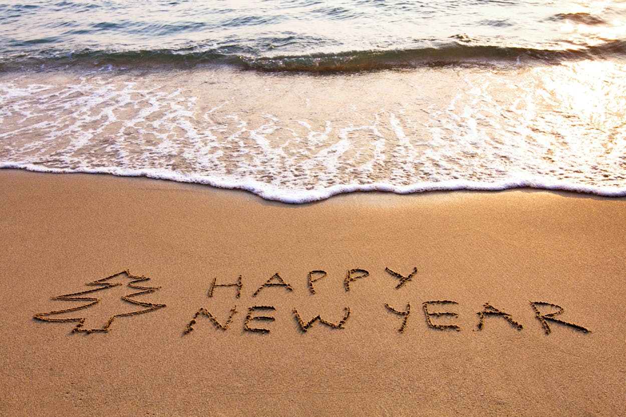 Happy New Year am Strand