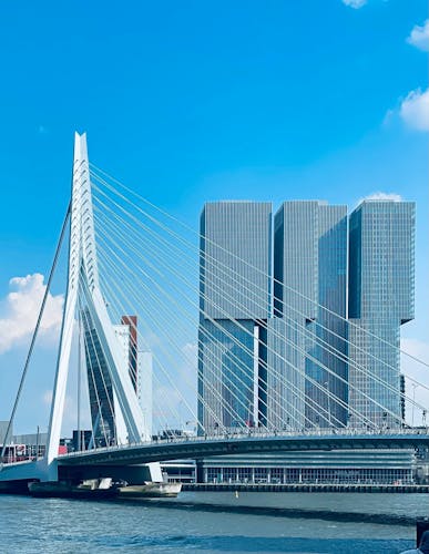 Rotterdam Niederlande Europa Holland Skyline Brücke Fluss Hochhaus